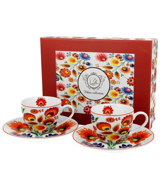 DUO-KOMPLET FILIŻANEK 2+2 ZE SPODKAMI 90ML *ŁOWICZ*