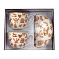 DUO-KPL. FILIŻANEK 2+2 ZE SPODKAMI *GINGERBREAD WHITE*
