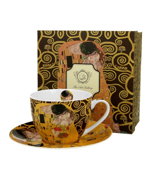 DUO-FILIŻANKA ZE SPODKIEM 280ML *THE KISS BROWN* G.KLIMT