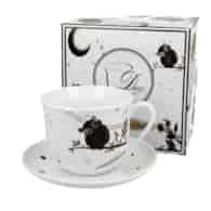 DUO-FILIŻANKA JUMBO 400ML ZE SPODKIEM *CHARMING OWLS