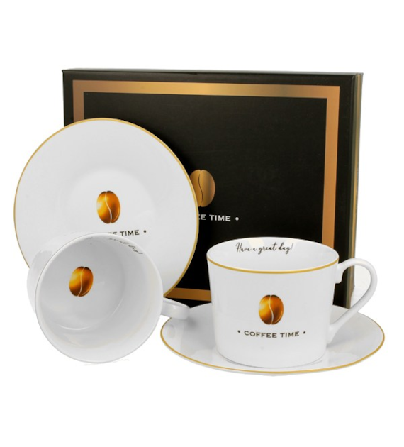 DUO-KOMPLET FILIŻANEK 2+2 ZE SPODKAMI *COFFEE TIME 2*