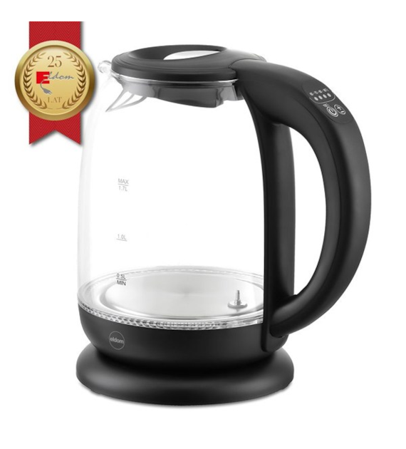 ELDOM-CZAJNIK BEZPRZEWODOWY SZKLANY 1,7L CZARNY *LUMI* C510C
