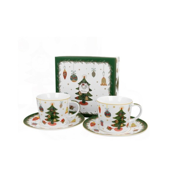 DUO-KPL. FILIŻANEK 2+2 ZE SPODKAMI *AROUND CHRISTMAS TREE*