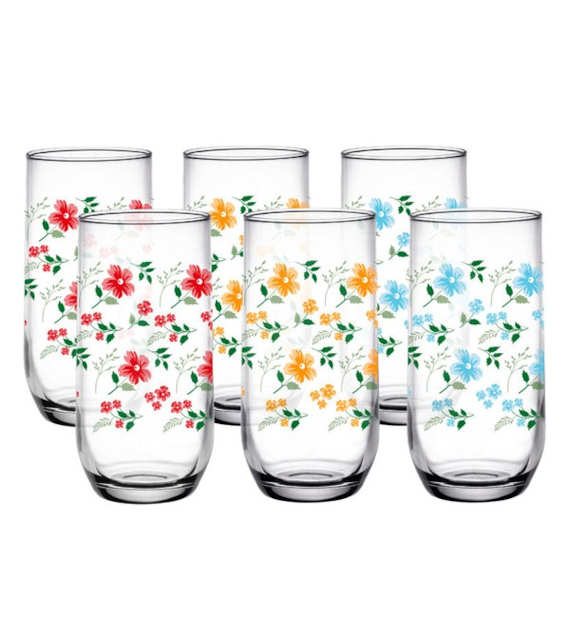 GLA-KPL. 6-SZKLANEK WYSOKICH 400ML *KWIATKI*