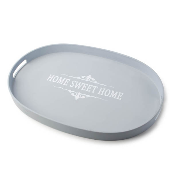 MON-TACA OWALNA 44X30 SZARA HOME SWEET 7543