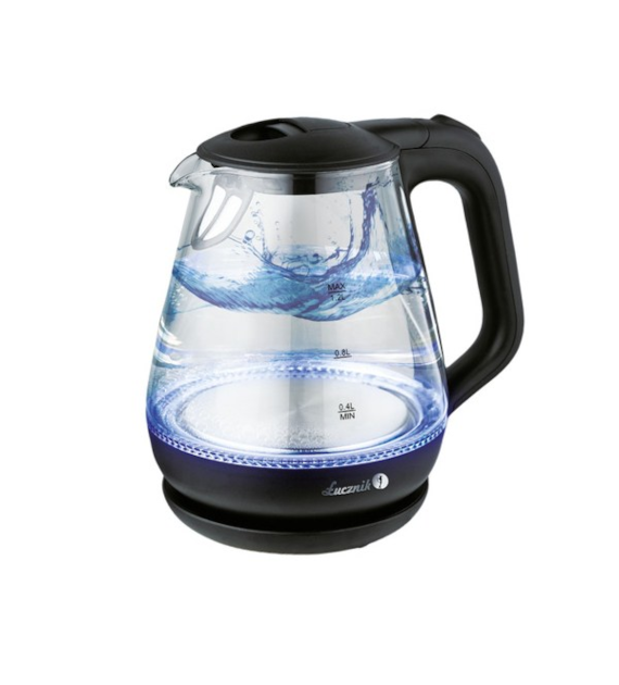 ŁUCZNIK-CZAJNIK SZKLANY CZARNY 1,2L WK-2502