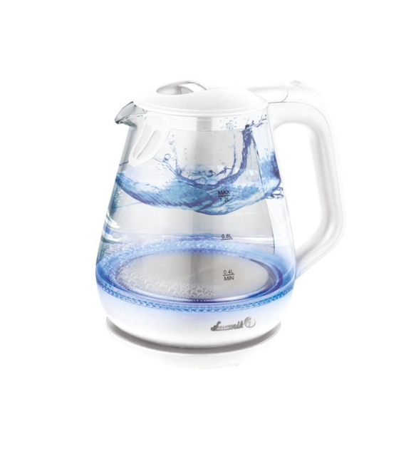 ŁUCZNIK-CZAJNIK SZKLANY BIAŁY 1,2L WK-2502