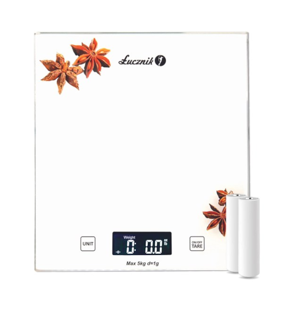 ŁUCZNIK WAGA KUCHENNA ELEKTRONICZNA 5KG BIAŁA PT-852