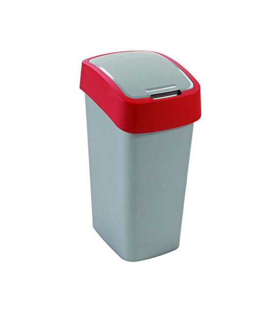 KOSZ NA ŚMIECI *FLIP BIN* 50L SREBRNY/CZERWONA POKRYWA 195024