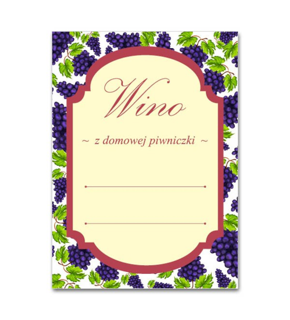 KPL. 16 ETYKIET SAMOPRZYLEPNYCH 65X90MM *WINO - WINOGRONO*