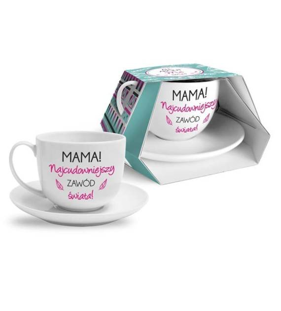 BG-FILIŻANKA ZE SPODKIEM DUO 400ML *MAMA NAJCUDOWNIEJSZY ZAWÓD ŚWIATA*