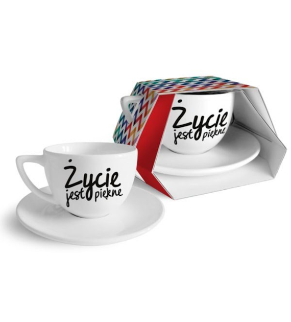 BG-FILIŻANKA ZE SPODKIEM DUO 400ML *ŻYCIE JEST PIĘKNE*