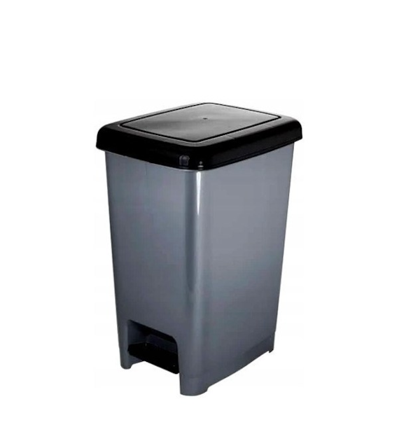 KAT- KOSZ Z PEDAŁEM SLIM 60L SREBRNY