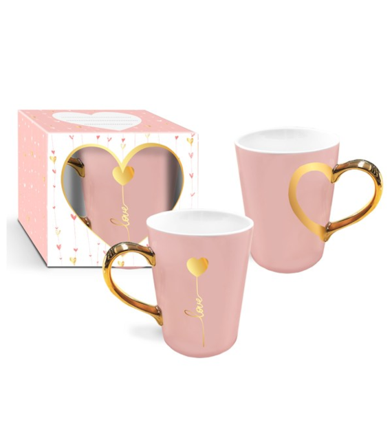 CF-KUBEK RÓŻOWY 370ML WALENTYNKI *LOVE BALONIKI*