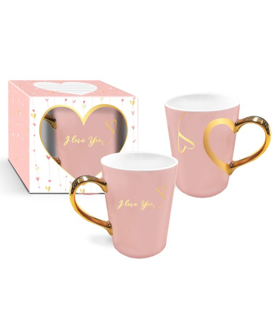 CF-KUBEK RÓŻOWY 370ML WALENTYNKI *I LOVE YOU*