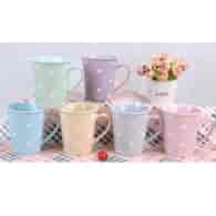 CH-KUBEK PORCELANOWY *KROPKI MIX* 360ML 5652