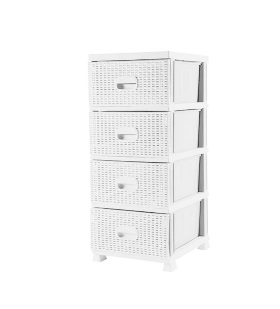 KAT-KOMODA *RATTAN* 4-PÓŁKOWA *BIAŁA*