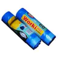 LUX-WORKI NA SMIECI 60L/10SZT  HDPE Z TAŚMĄ NIEBIESKIE