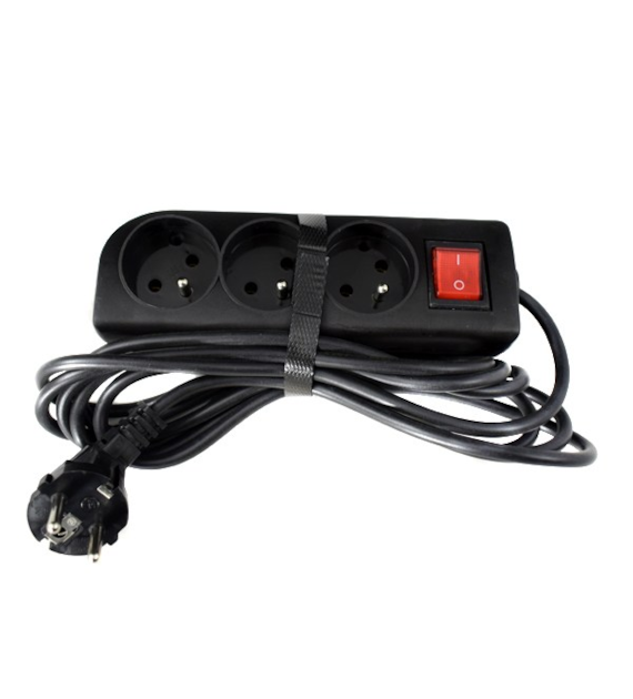 ELGOTECH-PRZEDŁUŻACZ 3WT 3MB+O+WYŁ CZARNY PSN-303W-2