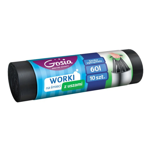 PL-WORKI NA ŚMIECI Z USZAMI LDPE 60L A'10 4388