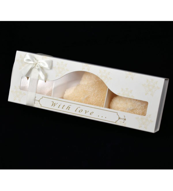 ADPAL-3 ŚWIECE SERCE MAŁE W RÓŻYCZKI STEARYNOWE AROMAT ECRU