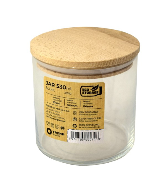 ECO STORAGE POJEMNIK Z DREWNIANĄ POKRYWĄ 530ML 35532